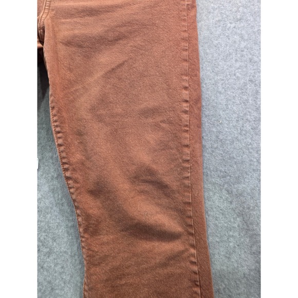 LOFT Kick Crop Jeans Terracotta Brown High Rise Raw Hem Flare Pants Womens 30/10 - Picture 4 of 16